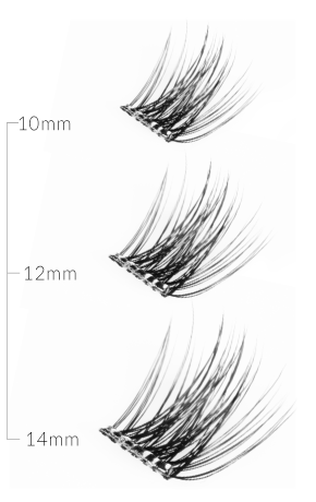 Długości rzęs - 10, 12, 14mm